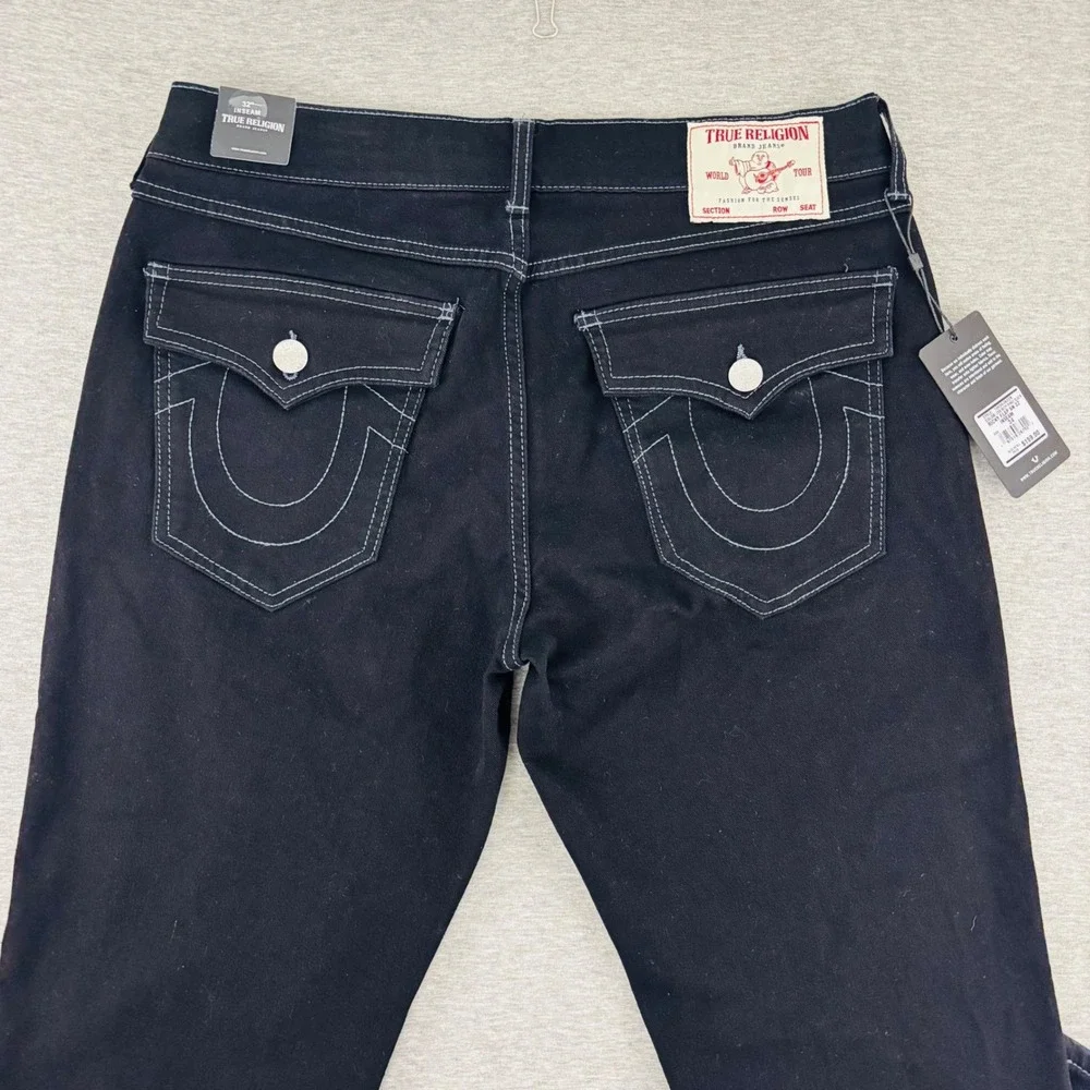 True Religion Ricky Relaxed Straight Jeans Black Flap Pocket Men's Size 34